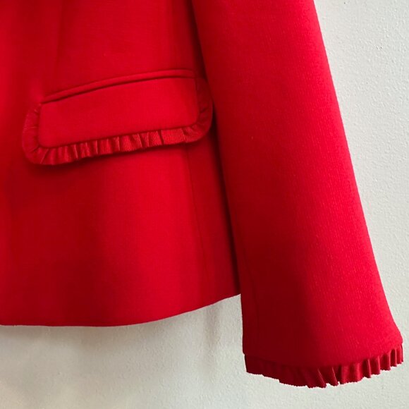 Ann Taylor Dressy Red Blazer Size 4 Hip Length Pleated cuff and pocket detail - Picture 2 of 8